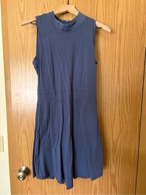Toad&Co Sleeveless Mock Neck A-Line Dress in Navy Blue